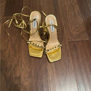 Steve Madden Gold Strappy Sandals with Ankle Wrap